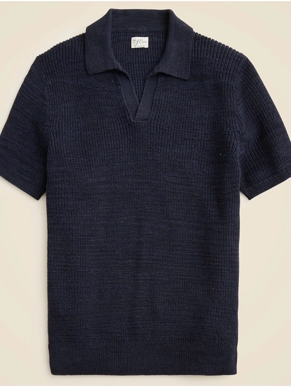 J. Crew Men's Navy V-Neck Short-Sleeve Knit Sweater